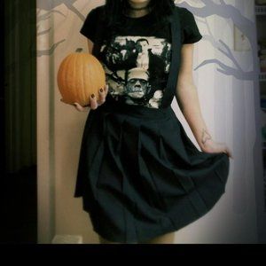 Navy Blue Accordion Schoolgirl skirt with suspenders